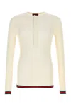 Gucci Web Stripe Ribbed-knit Silk Sweater In White
