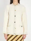 Gucci Women Ivory Stretch Boucle Cardigan In Neutral