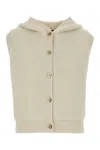 Gucci Stretch Wool Blend Sleeveless Hooded Vest In White