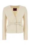 Gucci Belted Wool-blend Bouclé-tweed Jacket In Ivory