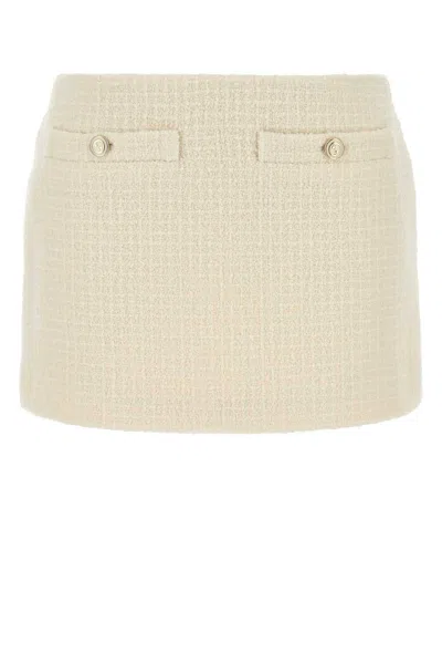 Gucci Ivory Tweed Mini Skirt In Neutral