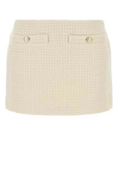 Gucci Ivory Tweed Mini Skirt In Brown