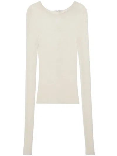 Gucci Fine-ribbed Wool Top In Ivory