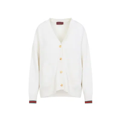 Gucci Ivory V-neck Wool Cardigan In White