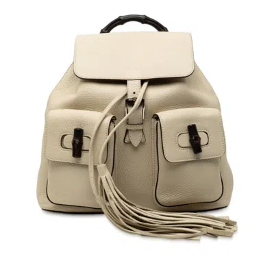 Pre-owned Gucci Ivory White Leather Backpack ()