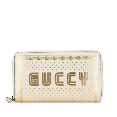 Pre-owned Gucci Ivory White Leather Long Wallet (bi-fold) () In Ivory, White