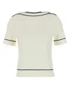Gucci Sweater Wool Contrast Trim In Whiteblue
