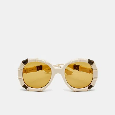 Pre-owned Gucci Ivory/brown Gg0659s Round Sunglasses In White
