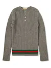 Gucci J Ls Crew Neck In Grey Green Red