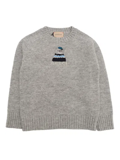 Gucci J L/s Crew Neck Wo Plain St W/ In Gray