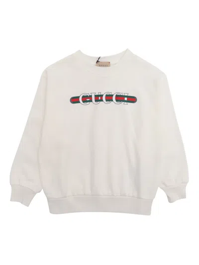 Gucci J L/s Sweatshirt Felted Cotton In White