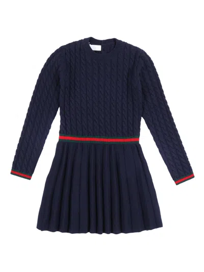 Gucci Kids'  J L/s Dress Wo Cable St W/ In Blue