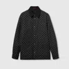 Gucci Collared Flannel Jacket Featuring Embroidered Pattern In Gray