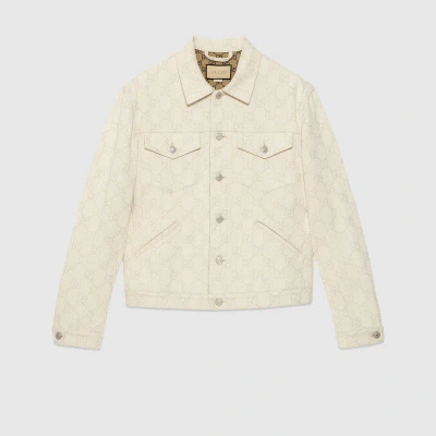 Gucci Gg Cotton Jacquard Jacket In White