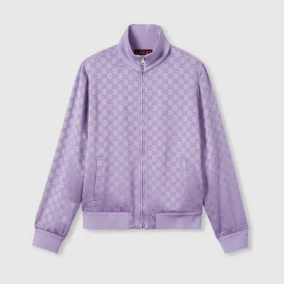 Gucci Gg Jacquard Zip Jacket In Purple