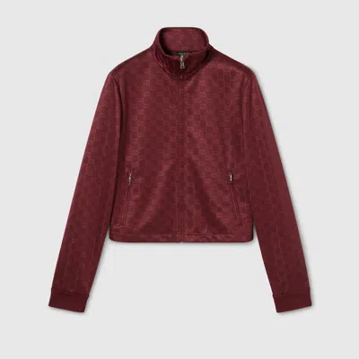 Gucci Jacke Aus Gg Jersey-jacquard Mit Reissverschluss In Burgundy
