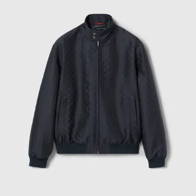 Gucci Logo-pattern Zip-up Jacket In Black