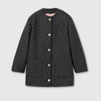 Gucci Gg Boutonné Wool Tweed Jacket In Blue