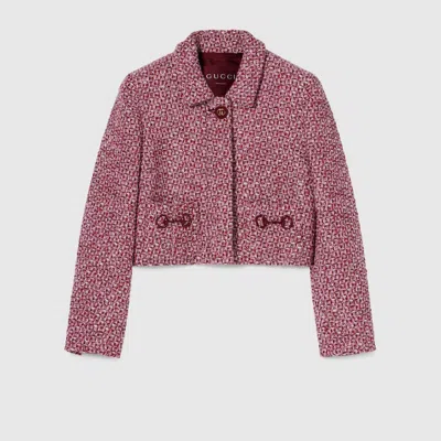 Gucci Tweed Jacket With Horsebit Detail In Multi