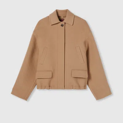 Gucci Women Wool Zip-up Jacket In Neutral