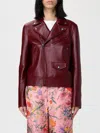Gucci Leather Biker Jacket Puffer Jackets Brown In Burgundy