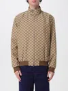 Gucci Monogram Zip-up Bomber Jacket In Brown