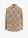 Gucci Beige Jacket With Classic Collar And Front Zip Closure In Gg Canvas Man In Beige