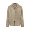 Gucci Beige Shirt With Spread Collar And Two Front Welt Pockets In Gg Canvas Man In Brown