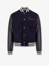 Gucci Logo-patch Wool And Leather Varsity Jacket In Blue
