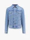 Gucci Light Blue Jacket With Gg Logo Print On The Front In Denim Man In Blue