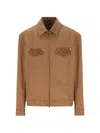 Gucci Blazer Camel Patterned Collar Buttoned Flap Pockets In Brown