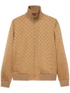Gucci Gg Jacquard Zipped Jacket In Beige