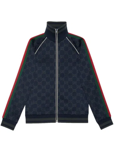 Gucci Jacke Aus Gg Baumwolljersey In Blue