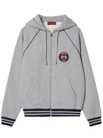 Gucci Grey Cotton Full Zip Sweatshirt In Gray