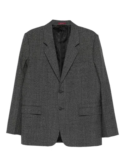 Gucci Check Single-breasted Blazer In Gray