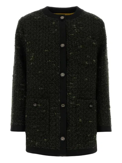 Gucci Women Multicolor Boucle Overcoat In Black