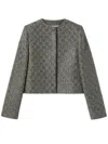 Gucci Embroidered Gg Wool Tweed Jacket In Grey