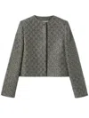 Gucci Embroidered Gg Wool Tweed Jacket In Grey