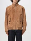 Gucci Brown Jacket With All-over Embossed Gg Motif And Collar With Buttons In Suede Man In Multi