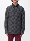 Gucci Collared Flannel Jacket Featuring Embroidered Pattern In Blue