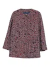 Gucci Womens Blue Red Mc Boucle-texture Round-neck Wool-blend Jacket In Multi