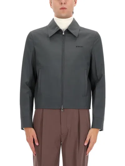 Gucci Dark Grey Zip-up Jacket In Gray