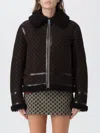 Gucci Women Brown Shearling Jacket With Shearling Trims And All-over Gg Motif In Suede Woman In Brown
