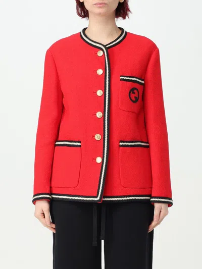 Gucci Jacket Woman Burgundy Woman In Red