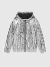 Gucci Shiny Finish Hooded Jacket With Elasticated Cuffs In Gray