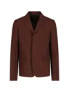 Gucci Wool Twill Single-breasted Jacket In Brown