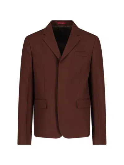 Gucci Wool Twill Single-breasted Jacket In Brown