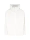 Gucci White Jacket With Logo Lettering Embroidery On The Front And Maxi Web Print On The Rear In Cot