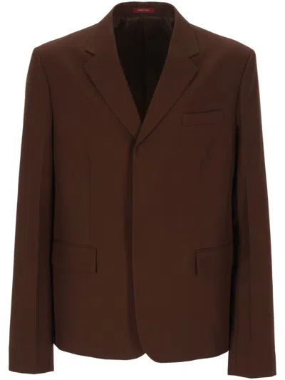 Gucci Wool Twill Single-breasted Jacket In Brown