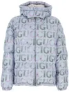 Gucci Printed Polyester Down Jacket In Blue